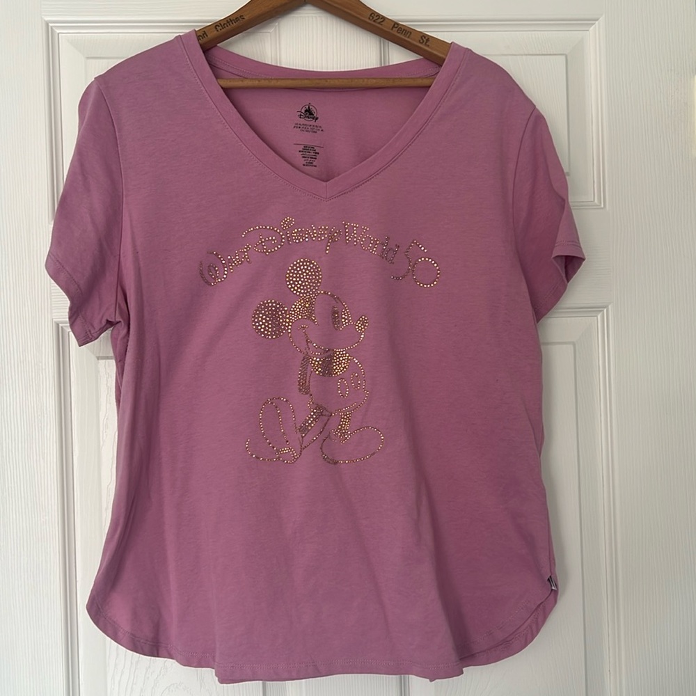 Walt Disney World Womens Tee size XL Pink Embellished 50th Anniversary T-Shirt